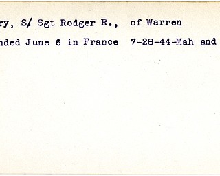 World War II, Vindicator, Rodger R. Berry, Warren, wounded, France, 1944, Mahoning, Trumbull