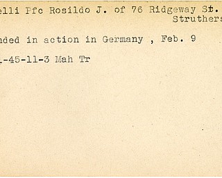 World War II, Vindicator, Rosildo J. Bertelli, Struthers, wounded, Germany, 1945, Mahoning, Trumbull