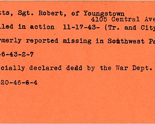 World War II, Vindicator, Robert Betts, Youngstown, killed, 1943, Trumbull, city, missing, Pacific, 1946