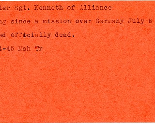 World War II, Vindicator, Kenneth Beutler, Alliance, missing, Germany, killed, Mahoning, Trumbull, 1945