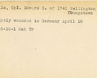 World War II, Vindicator, Edward S. Bezilla, Youngstown, wounded, Germany, 1945, Mahoning, Trumbull