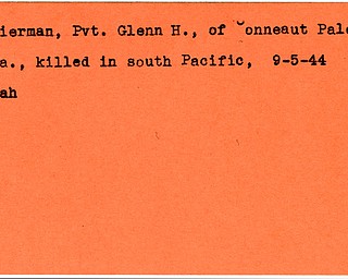 World War II, Vindicator, Glenn H. Bierman, Conneaut Pale, killed, Pacific, 1944, Mahoning