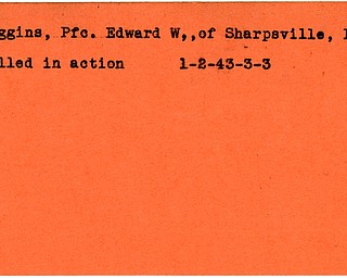 World War II, Vindicator, Edward W. Biggins, Sharpsville, killed, 1943