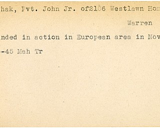 World War II, Vindicator, John Bilchak Jr., Warren, wounded, Europe, 1945, Mahoning, Trumbull