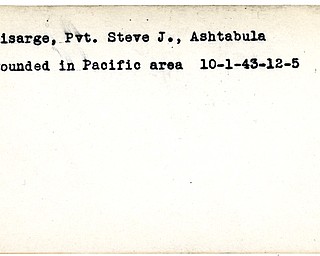 World War II, Vindicator, Steve J. Bisarge, Ashtabula, wounded, Pacific, 1943