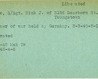 World War II, Vindicator, Nick J. Bisso, Youngstown, prisoner, Germany, 1945, Mahoning, Trumbull, liberated