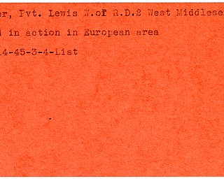 World War II, Vindicator, Lewis W. Bittler, West Middlesex, killed, Europe, 1945