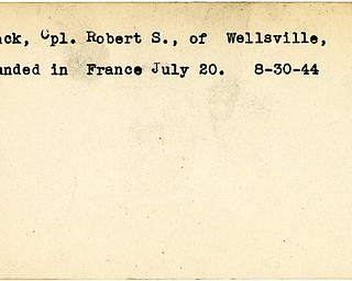World War II, Vindicator, Robert S. Black, Wellsville, wounded, France, 1944