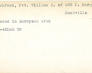 World War II, Vindicator, William C. Blackford, Meadville, wounded, Europe, 1945, Mahoning, Trumbull