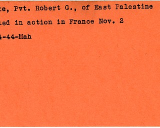 World War II, Vindicator, Robert G. Blake, East Palestine, killed, France, 1944, Mahoning