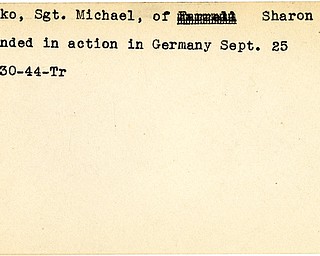 World War II, Vindicator, Michael Blasko, Sharon, wounded, Germany, 1944, Trumbull