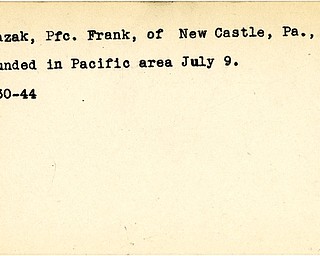 World War II, Vindicator, Frank Blazak, New Castle, wounded, Pacific, 1944
