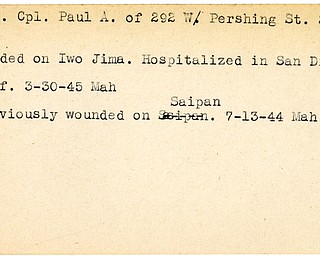 World War II, Vindicator, Paul A. Bloor, Salem, wounded, Iwo Jima, San Diego, 1945, Mahoning, Saipan, 1944