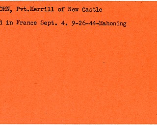 World War II, Vindicator, Merrill Bluedorn, New Castle, killed, France, 1944, Mahoning