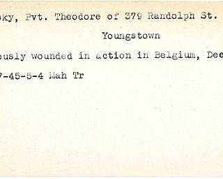 World War II, Vindicator, Theodore Bobersky, Youngstown, wounded, Belgium, 1945, Mahoning, Trumbull