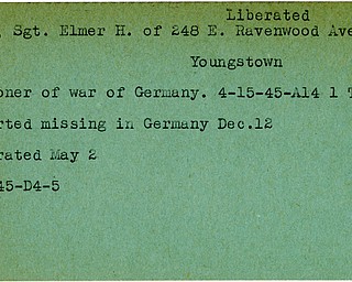 World War II, Vindicator, Elmer H. Boda, Youngstown, prisoner, Germany, 1945, Trumbull, missing, liberated
