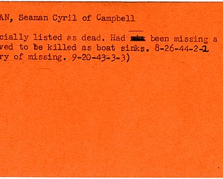 World War II, Vindicator, Cyril Bogdan, Seaman, Campbell, dead, missing, killed, 1944, 1943
