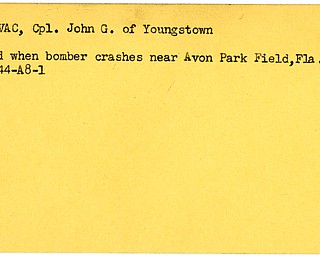 World War II, Vindicator, John G. Bolkovac, Youngstown, killed, crash, Avon Park Field, Florida, 1944