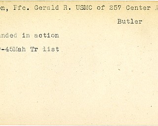World War II, Vindicator, Gerald R. Bolton, Butler, wounded, 1945, Mahoning, Trumbull, USMC