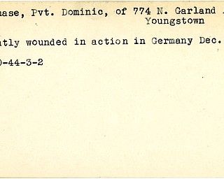 World War II, Vindicator, Dominic Bonamase, Youngstown, wounded, Germany, 1944