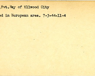 World War II, Vindicator, Ray Bonza, Ellwood City, wounded, Europe, 1944