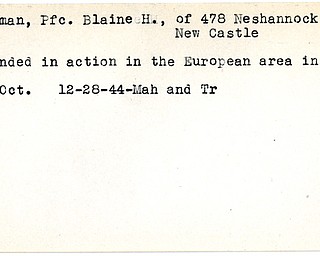 World War II, Vindicator, Blaine H. Borman, New Castle, wounded, Europe, Mahoning, Trumbull, 1944