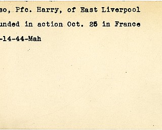 World War II, Vindicator, Harry Boso, East Liverpool, wounded, France, 1944, Mahoning