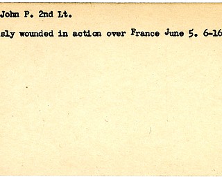 World War II, Vindicator, John P. Bott, wounded, France, 1944