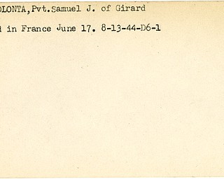 World War II, Vindicator, Samuel J. Bounavolonta, Girard, wounded, France, 1944