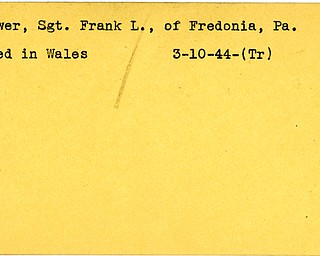 World War II, Vindicator, Frank L. Bower, Fredonia, died, Wales, 1944, Trumbull