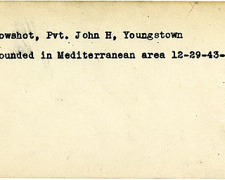 World War II, Vindicator, John H. Bowshot, Youngstown, wounded, Mediterranean, 1943