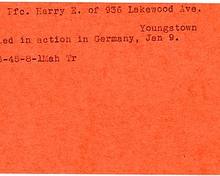 World War II, Vindicator, Harry E. Boyd, Youngstown, killed, Germany, 1945, Mahoning, Trumbull