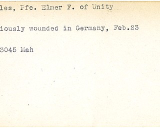 World War II, Vindicator, Elmer F. Boyles, Unity, wounded, Germany, 1945, Mahoning