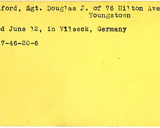 World War II, Vindicator, Douglas J. Bradford, Youngstown, died, Germany, 1946