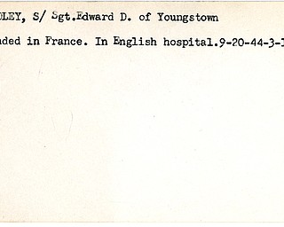 World War II, Vindicator, Edward D. Bradley, Youngstown, wounded, France, 1944