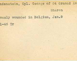 World War II, Vindicator, George Brandenstein, Sharon, wounded, Belgium, 1945, Trumbull