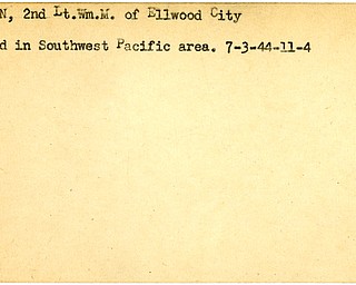 World War II, Vindicator, William M. Brandon, Ellwood City, wounded, Pacific, 1944