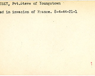 World War II, Vindicator, Steve Brazitsky, Youngstown, wounded, France, 1944