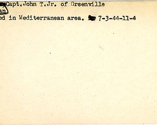 World War II, Vindicator, John T. Brennan Jr, Greenville, wounded, Mediterranean, 1944