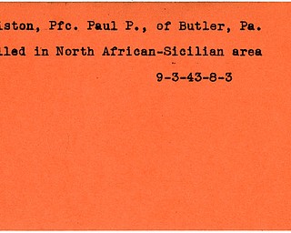 World War II, Vindicator, Paul P. Briston, Butler, killed, Africa, Sicily, 1943