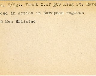 World War II, Vindicator, Frank O. Brode, Ravenna, wounded, Europe, 1945, Mahoning, Trumbull