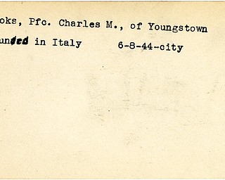 World War II, Vindicator, Charles M. Brooks, Youngstown, wounded, Italy, 1944, city