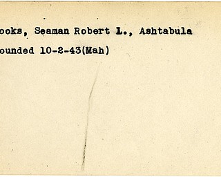 World War II, Vindicator, Robert L. Brooks, Seaman, Ashtabula, wounded, 1943, Mahoning