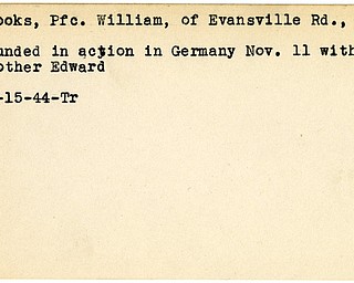 World War II, Vindicator, William Brooks, Niles, wounded, Germany, Edward Brooks, 1944, Trumbull