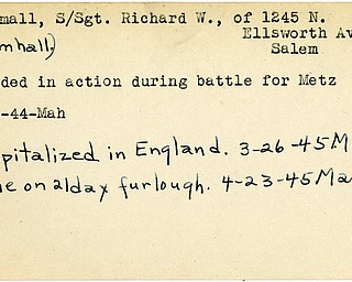World War II, Vindicator, Richard W. Broomall, Richard W. Broomhall, Salem, wounded, 1944, Mahoning, 1945