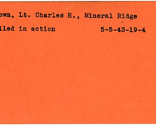 World War II, Vindicator, Charles H. Brown, Mineral Ridge, killed, 1943