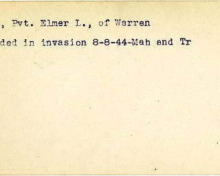 World War II, Vindicator, Elmer L. Brown, Warren, wounded, 1944, Mahoning, Trumbull