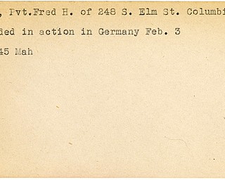 World War II, Vindicator, Fred H. Brown, Columbiana, wounded, Germany, 1945, Mahoning