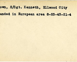 World War II, Vindicator, Kenneth Brown, Ellwood City, wounded, Europe, 1943
