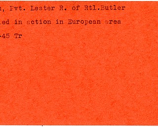 World War II, Vindicator, Lester R. Brown, Butler, killed, Europe, 1945, Trumbull